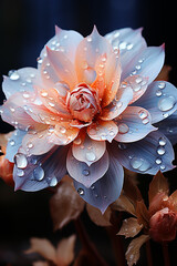 Aufkleber -  An image of frost forming on the petals of a flower, enhancing its beauty with a glistening layer of ice.  Generative AI technology.