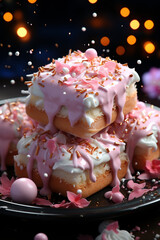 Aufkleber - A creative presentation of marshmallows dipped in chocolate and adorned with colorful sprinkles, perfect for celebrations  Generative AI technology.