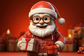 Wall Mural - santa claus delivery gifts 3d illustration