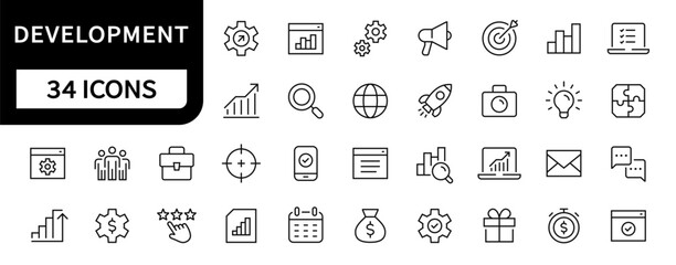 Wall Mural - development line icons set. web development icon collection. marketing, startup, analytics symbols. 