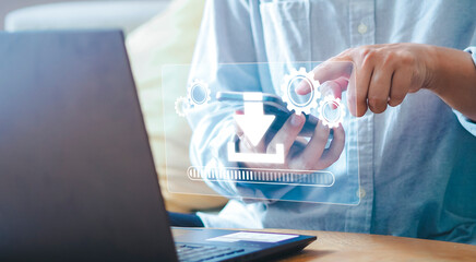 Operating system upgrade Installation app and software update process Keep users' devices up-to-date Update modern functions improve security User is downloading