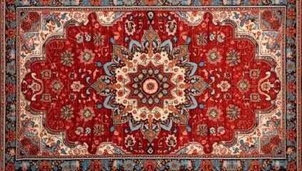 Illustration of a vibrant traditional Turkish Persian carpet rug texture design