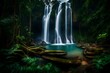 © MuhammadTalha - Waterfall in the woods, beautiful background,beautiful  nature - Generative AI
