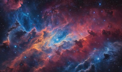 Wall Mural - starry night graced by a colorful nebula—a cosmic spectacle