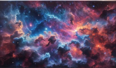 Wall Mural - vibrant galaxy cloud nebula on a starlit canvas—cosmic wonder
