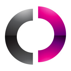 Magenta and Black Glossy Split Shaped Letter O Icon