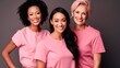 © XC Stock - studio shot of a group of smiling women in pink clothes are posing together