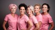 © XC Stock - studio shot of a group of smiling women in pink clothes are posing together