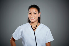 Portrait Of Young Nurse With Stethoscope.