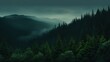 misty morning in the mountains. Generative AI