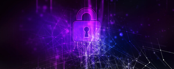 2d illustration Safety concept: Closed Padlock on digital background

