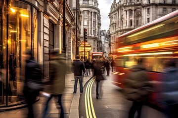 Wall Mural - Dynamic Urban Energy: Capturing the Bustling Motion of a London Street Scene