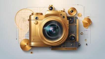 world photographer day illustration with a golden ratio composition banner background