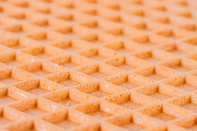 Spelt Waffle With A Grid Pattern, Macro Closeup Perspective View