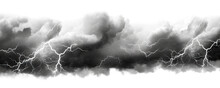 Storm Clouds With Lightnings Isolated On Transparent Background - Generative AI