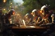 © Hope - Ai robots workers at work on laptop typing keyboard in big business center office