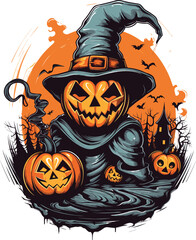 Wall Mural - Halloween pumpkin t-shirt design vector illustration