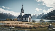 Church In The Mountains Made With AI Generative Technology, Property Is Fictional