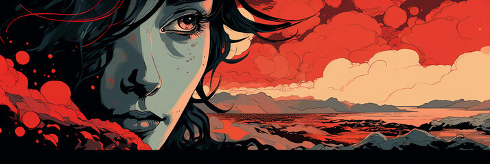 Wall Mural - bold and highly stylized graphic novel art