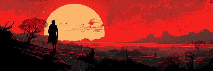 Wall Mural - bold and highly stylized graphic novel art