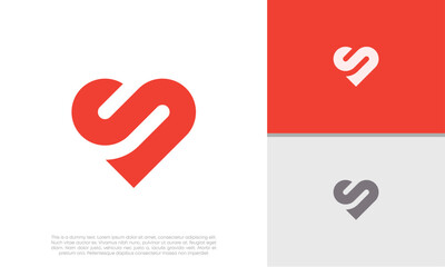 Wall Mural - Initials S logo design. Initial Letter Logo. Heart Logo Design. Innovative high tech logo template.	