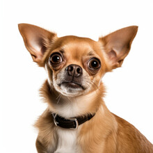 Confused Chihuahua Dog With Tilted Head On White Background