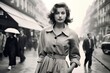 © Jorge Ferreiro - woman walking in Paris in 1950 monochromatic vintage