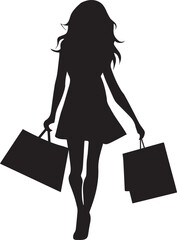 Canvas Print - shopping girl with shopping bag vector silhouette illustration black color