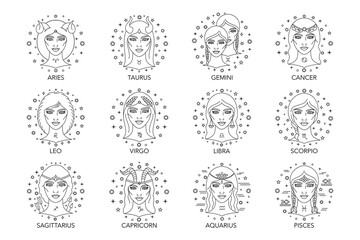 Poster - Collection of vector zodiac signs.