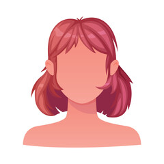 Canvas Print - Woman Hairstyle with Short Brown Hair with Fringe Type with Head and Neck Portrait Vector Illustration