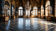 Breathtaking Beauty Of The Palace Interior With Big Windows.