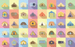 © anatolir - Glamping icons set flat vector. Tent adventure. Bonfire cozy