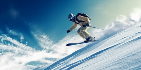 Canvas Print - Skiing in the mountain at winter - Generative AI