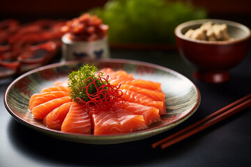 Wall Mural - Salmon Sashimi on a plate