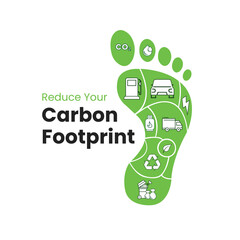 reduce carbon footprint vector illustration, recycling concept, Social media post, Content, global warming, climate change, awareness, Infographics, creative vector, renewable energy concept 