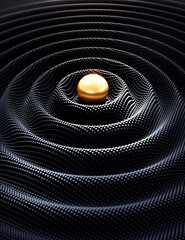 Wall Mural - waves in a digital raster micro structure with golden center - 3d illustration