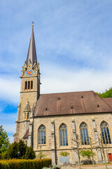 Canvas Print - Vaduz Cathedral, or Cathedral of St. Florin is a neo-Gothic church in Vaduz, Liechtenstein