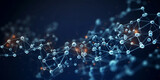 Fototapeta  - A abstract pattern of lines and dots resembling molecules and atoms on a blue and black background - Science Particle Wallpaper created with Generative AI technology