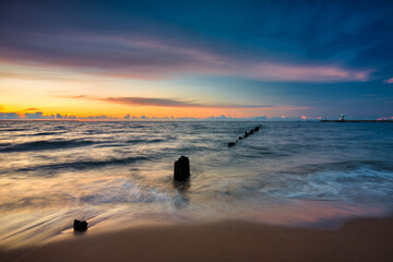 Wall Mural - Amazing sunset on the beach at Baltic Sea in Gdansk, Poland