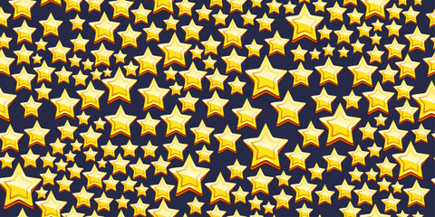 Leinwandbilder - Yellow stars, different sizes, closely fill the background. Vector for textiles, pillows, clothing, background, packaging, notepads, cups, interior.