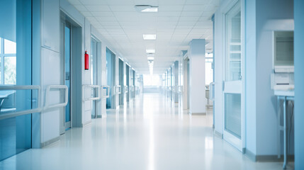  Hospital corridor, empty private hospital clinic, clean room