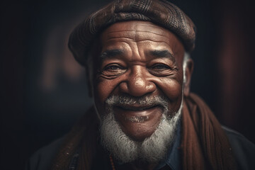 Portrait of smiling senior man with a hat