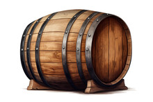 Illustration Of A Vintage Whisky Aging Barrel Cask For Spirits And Whiskey, Scotch, Rum, Wine Isolated On A White Background