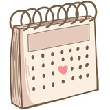 Fototapeta  - Icono de calendario con fecha especial se√±alada con un corazon, concepto de día importante marcado en el calendario 