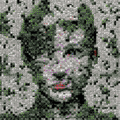 Poster - 3D pixelated face of a robotic human head. Vector 8-bit style illustration.
