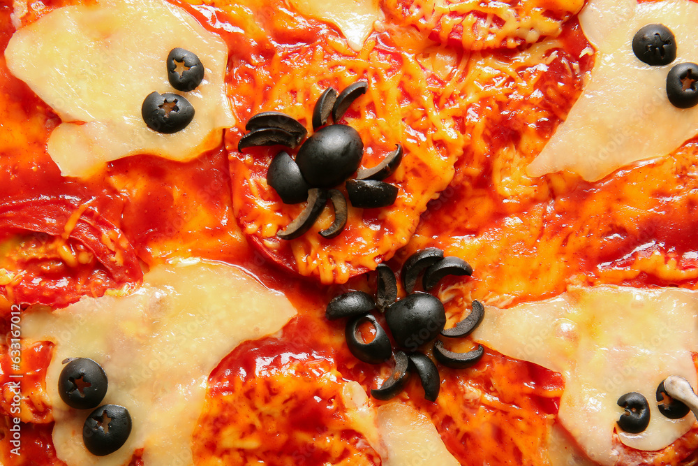 Tasty pizza for Halloween celebration as background