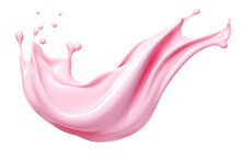 Pink Cream Or Yogurt Splash. Cutout On Transparent
