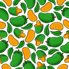 Wall Mural - Mango fruit seamless pattern background illustration