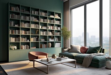 Wall Mural - superflat bookcase in a study room