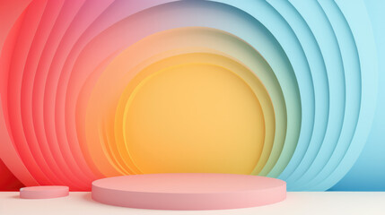 Wall Mural - Wavy Pastel Rainbow Colors Abstract Background